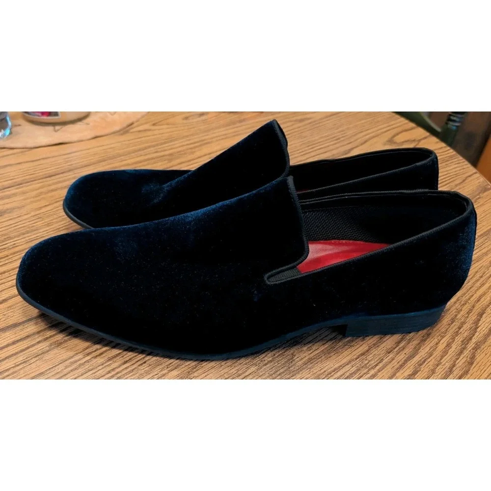 Studio Belvedere Paolo velvet navy blue slip on loafers dress shoes Size 13 D